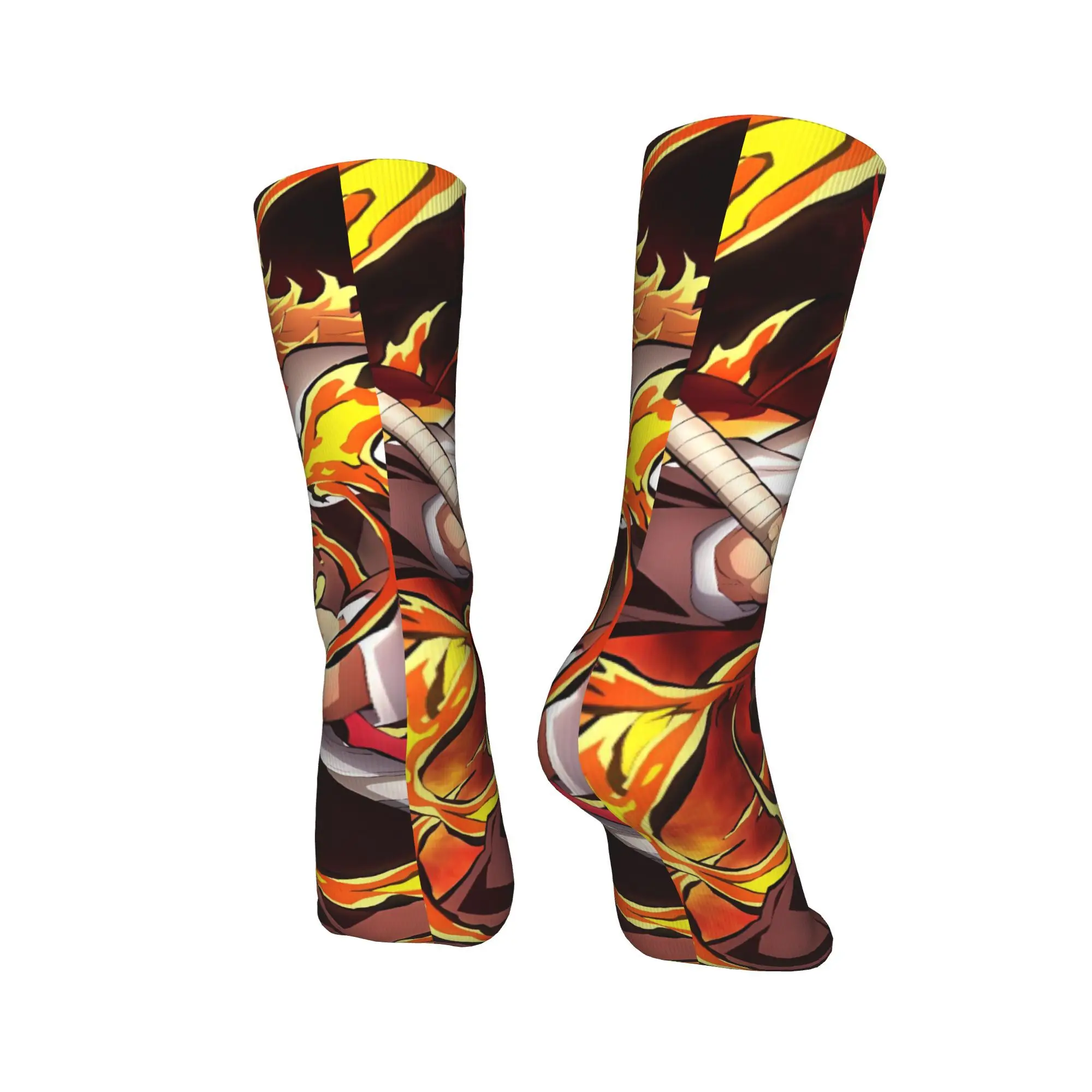 أنيمي Kyōjurō Rengoku الجوارب الجرافيك جوارب عدم الانزلاق الرجال الجوارب مريحة الشتاء مضحك جوارب رياضية في الهواء الطلق