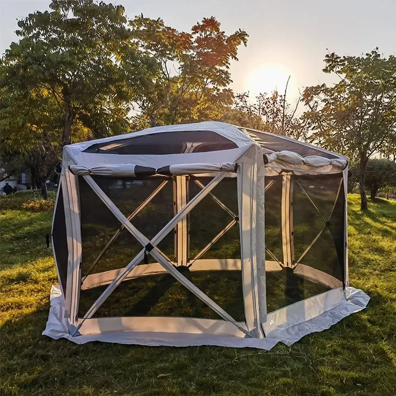 Tienda de campaña Hexagonal automática para coche, refugio de playa de malla antimosquitos para acampar en familia, senderismo, autoconducción, 5, 6 y 810 personas