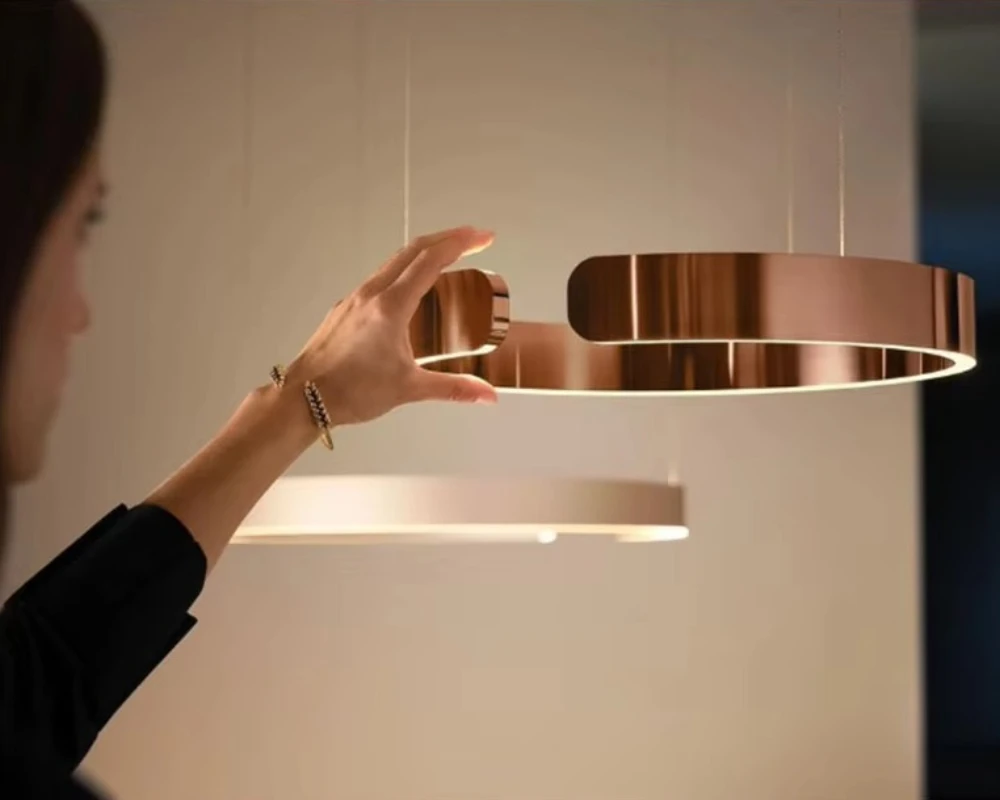 

Dimmable Rings Pendant Lamp Gold/Black Ceiling Chandelier for Dining Table Room Kitchen Island Home Decor Lighting Fixtures