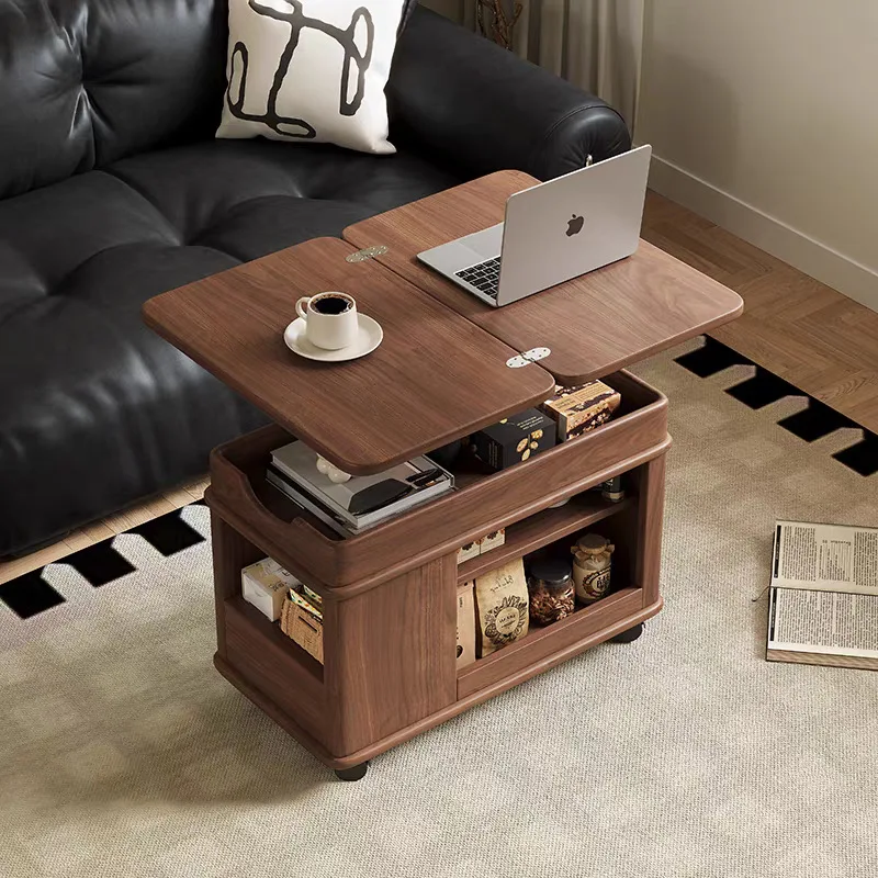 Living room sofa side cabinet can be lifted and folded universal wheel mobile cart coffee table small creative balcony tea table