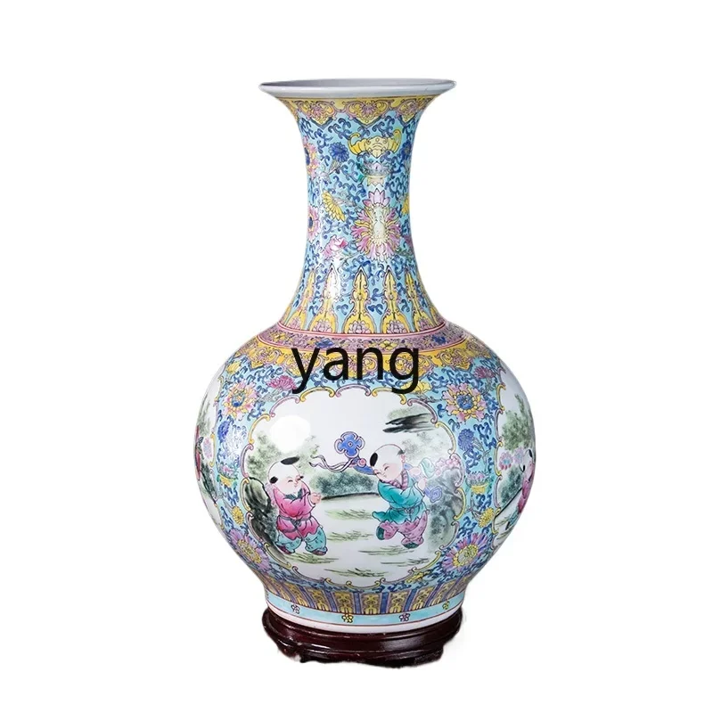 XYY Jingdezhen floor-to-ceiling vase large ceramic hand-painted flower blooming rich porcelain vase ornament