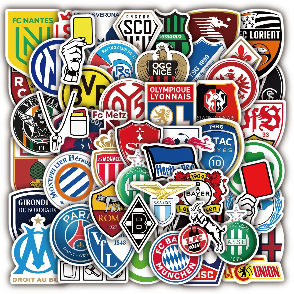 100 Stück Fußballverein-Logo Laptop-Gepäck-Gitarren-Aufkleber Wasserdichte Dekorative Graffiti-Sticker
