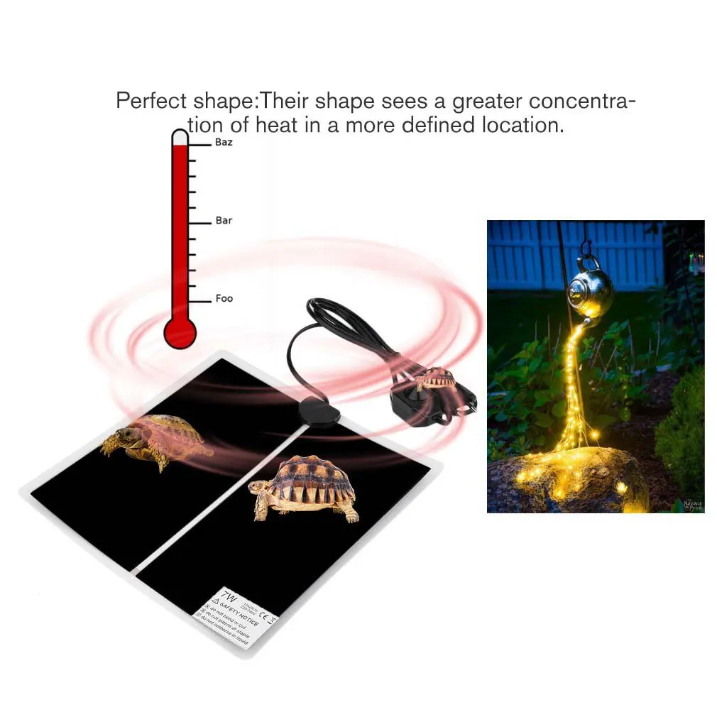 7W EU 220V Adjustable Temperature Reptile Heating Heater Mat Portable Size Super Thin Pet Flexibility Heating Pad For Dog Cat