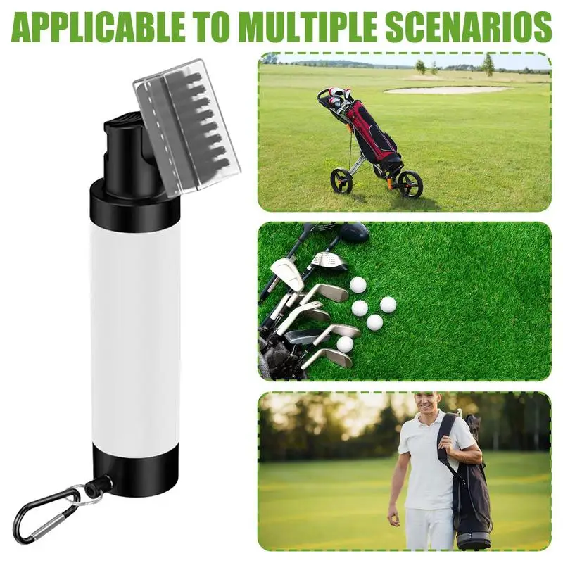 Limpador de golfe com garrafas de spray Kit de limpeza de bola de golfe Escova e sulco para homens e mulheres, adultos