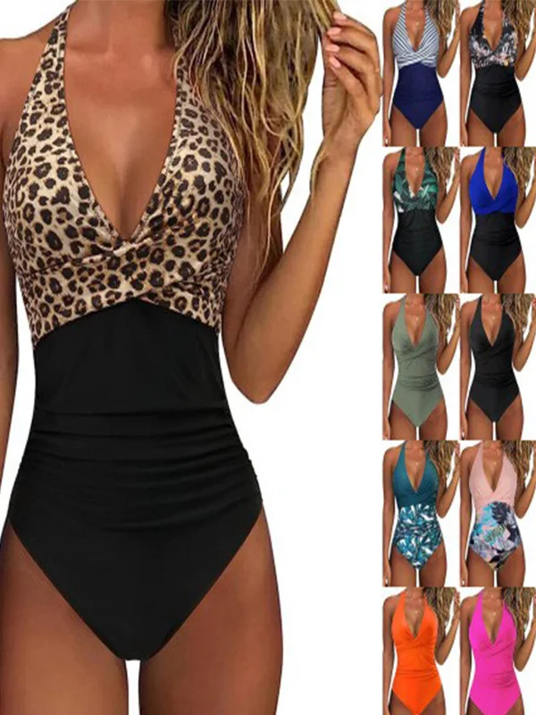 

Соблазнительный купальник с перекрестной спинкой из микрофибры, с цветовыми блоками, моделирующий фигуру, с драпировкой, глубоким вырезом и на бретельках