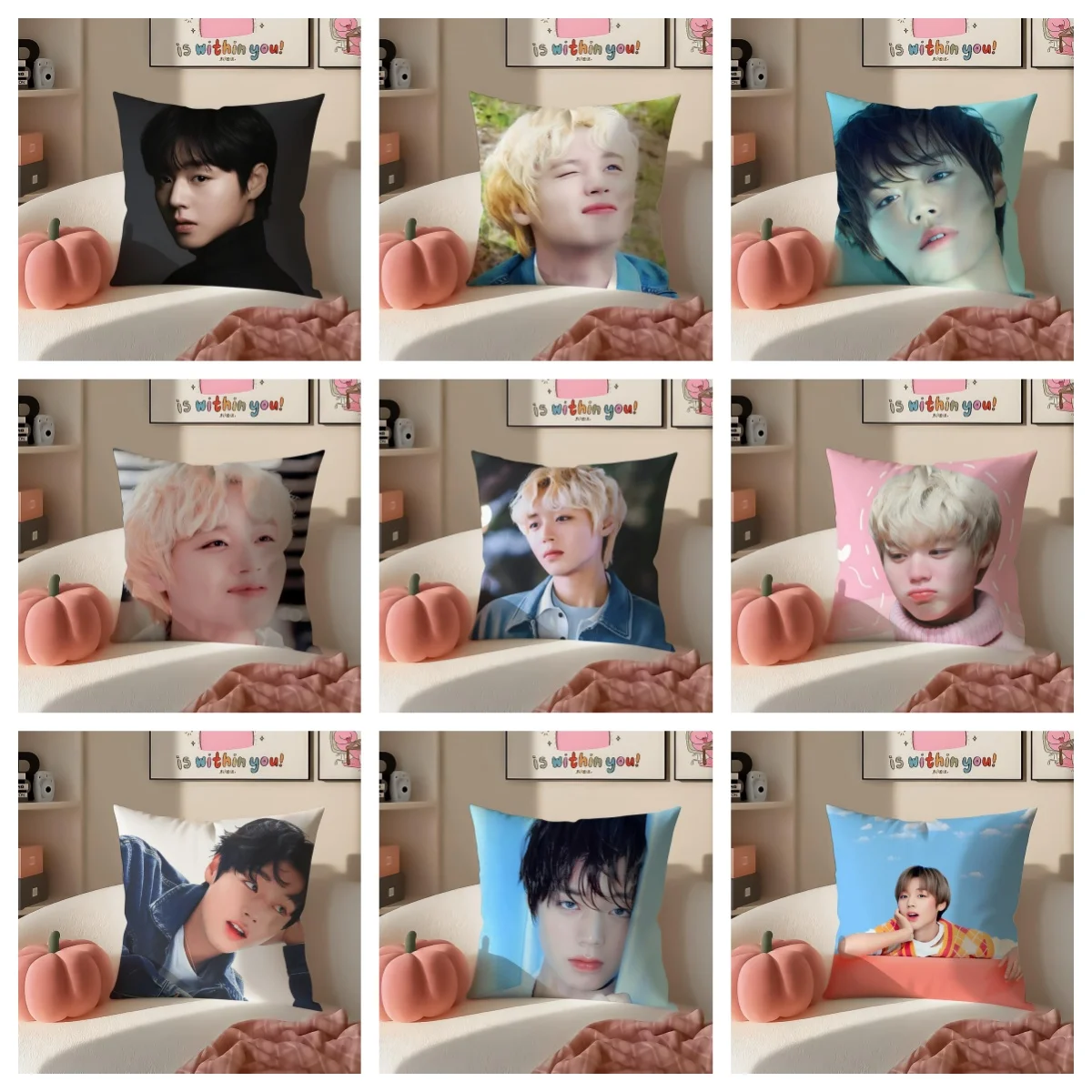 1pc Bedroom Living Room Pillow Cover, Polyester 2D Double-Sided Print, K-Pop Idol Portrait Cushion, Perfect Gift for K-Pop Fans