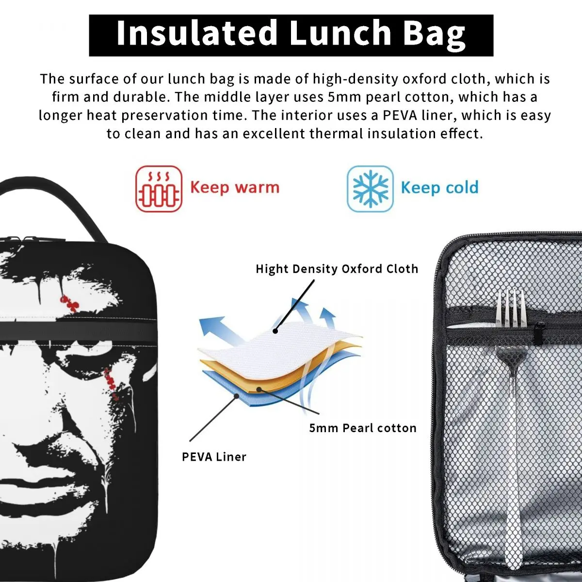 Scarface Movie Tony Montana Thermal Insulated Lunch Bag for Picnic Vintage Portable Bento Box Men Women Cooler Thermal Lunch Box