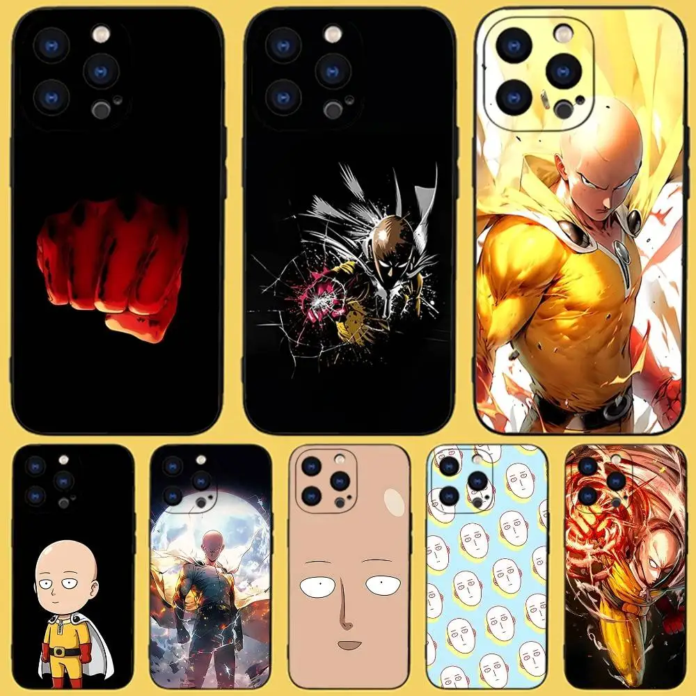 

S-Saitamas Anime Phone Case For iPhone 17,16,15,14,13,12,11,Pro,Max,Plus,X,XS,SE4,E,Mini,Soft Black Case