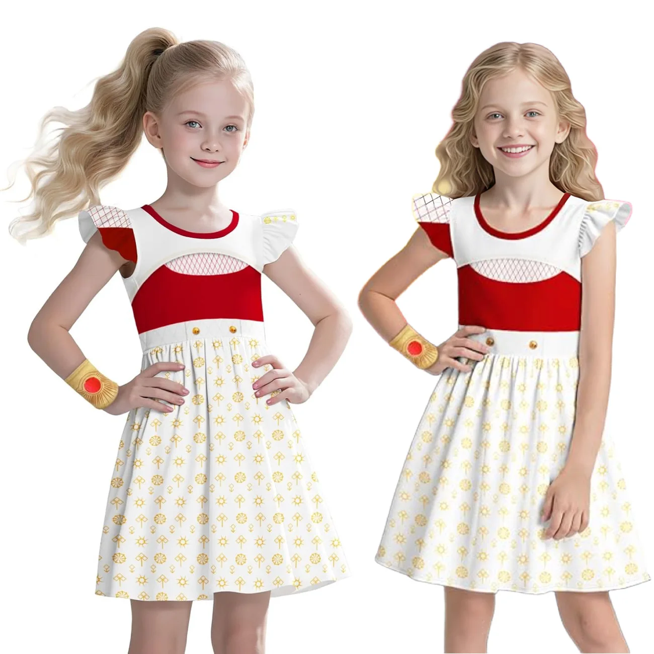 

Girls Zombie Movie Character Nova Printed Princess Dress With Bag For Kids Halloween Birthday Party Carnival Dress Up Outfits