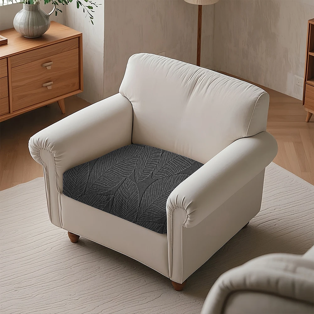 New Leaf Pattern Jacquard Sofa Cover Solid Color Sofa Seat Case Stretch Sectional Sofa Slipcover Living Room Decor 1pc Thick