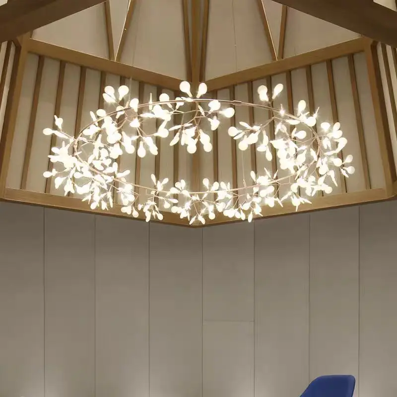 2026 Heracleum Chandelier Firefly LED Lamp Nordic Rose Gold Branch Lamp Simple Hotel Villa Restaurant Living Room Romantic Ring