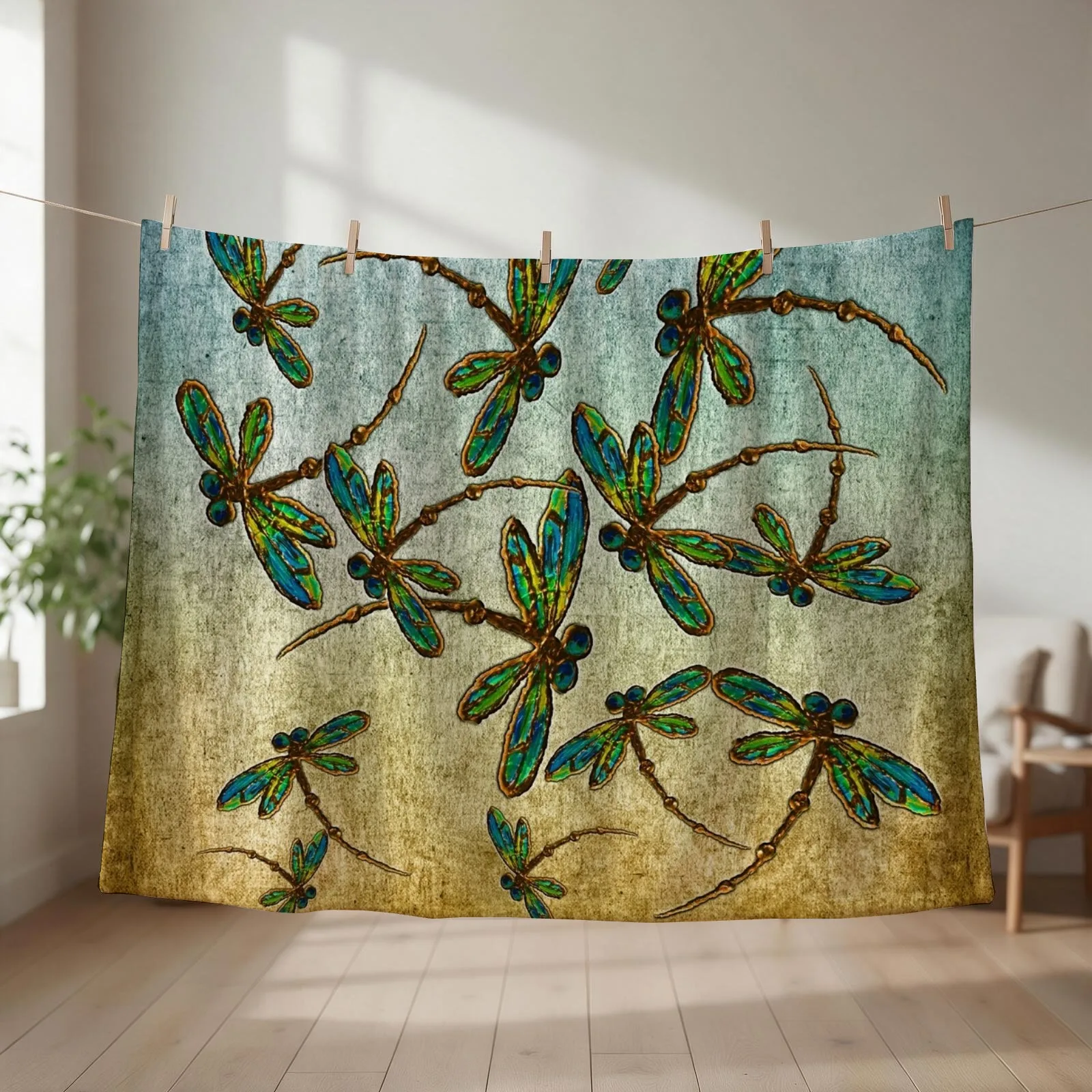 Golden Dragonfly Light Throw Blanket Decorative Sofa Kid'S Cute Plaid Nap Blankets