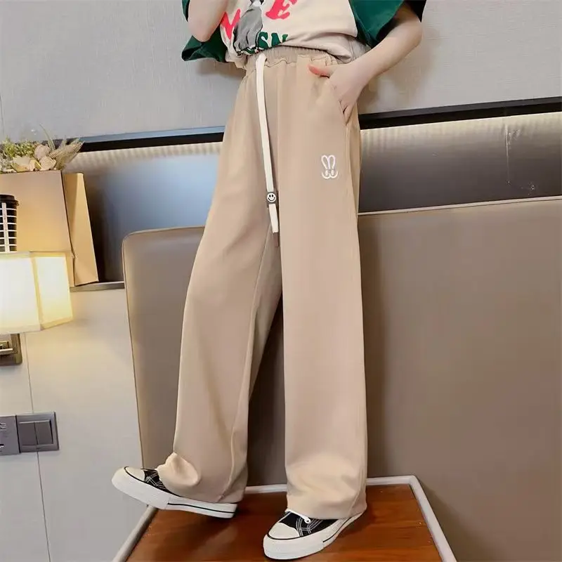 

2026 Summer Hot Sale Kids' Breathable Icy Silk Loose Fit Wide Leg Trousers Lightweight Anti Mosquito Casual Sportswear for Girls