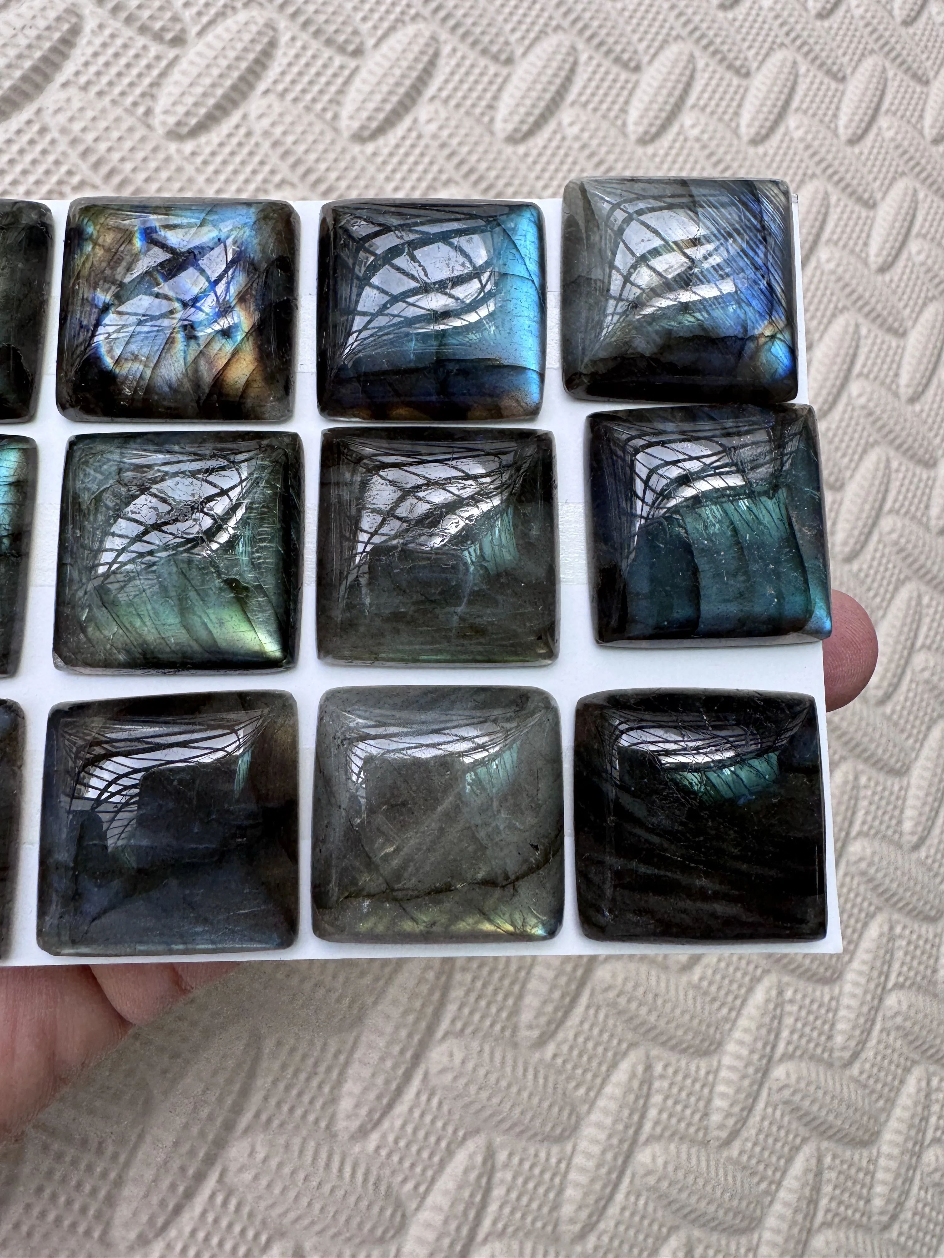 Wholesale 2pcs/lot Blue Flash Labradorite Bead Cabochon 25mm Square Gemstone Beads Cabochon Ring Face For Jewelry DIY