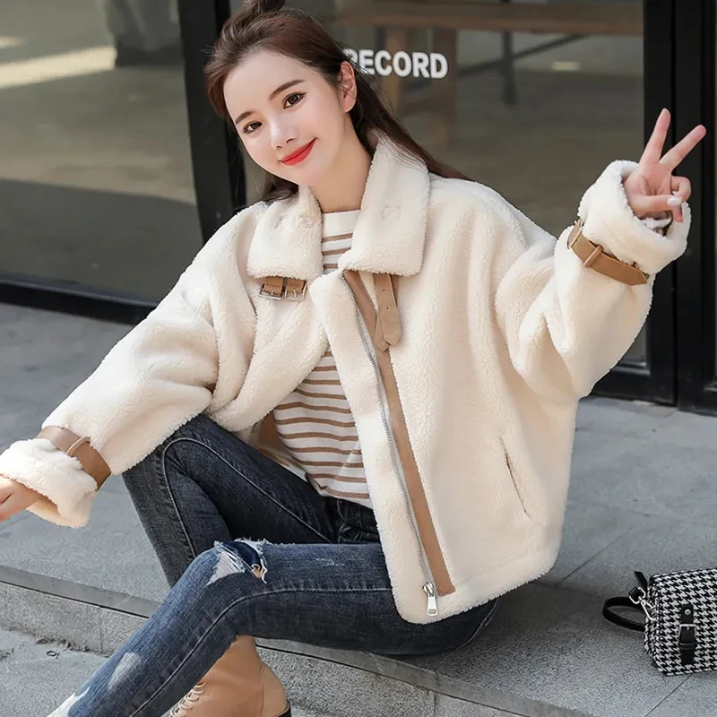 Women's coat Warm winter elegant stand-up collar long sleeve loose zipper coat casual fashion coat