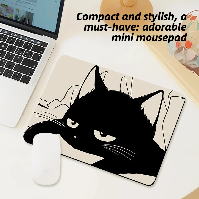 Computer Mouse Pad Cute Black Cat Mouse Pad Thick Anti Slip Soft Pad Office Computer Desk Pad Wrist Protection Pad