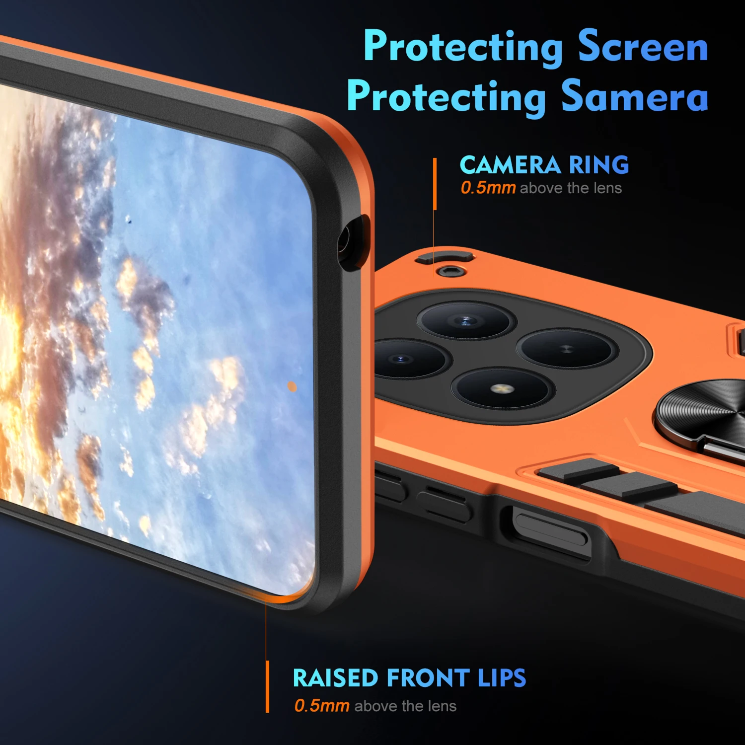 Militärisch robuste Hülle für Xiaomi Redmi Note 15 Pro 5G Note 14 Pro+ Plus Schutzhülle Stoßfest mit Ringständer Fundas Coque – Detail 3
