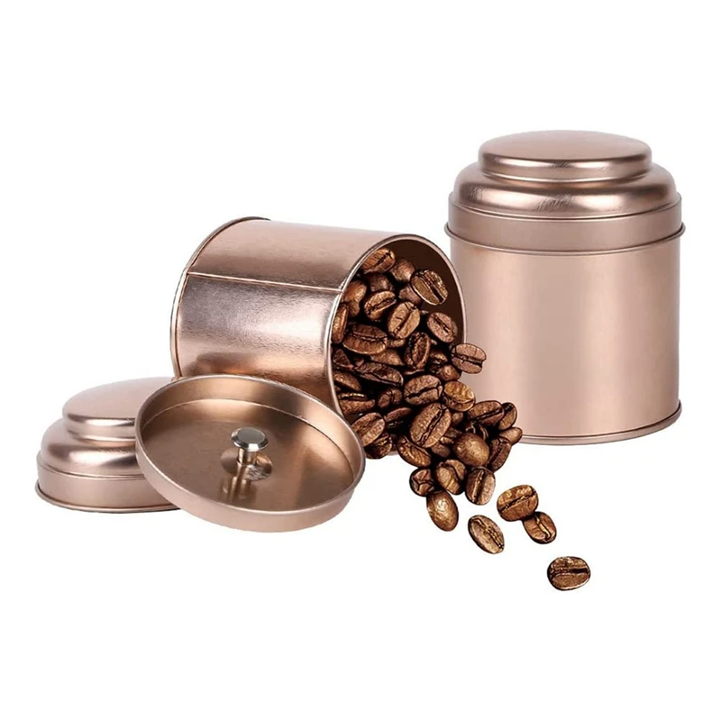 6Pcs Tea Tins Canister With Airtight Double Lids,Mini Tin Can Box And Small Round Kitchen Canisters For Tea