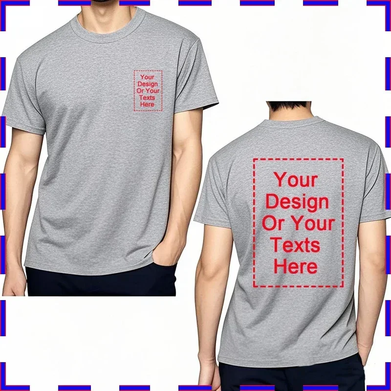 Men's Customizable Text Photo T-Shirt Crew Neck Cotton Leisure Personalized Perfect for Men's Designs or Messages Custom T Shirt