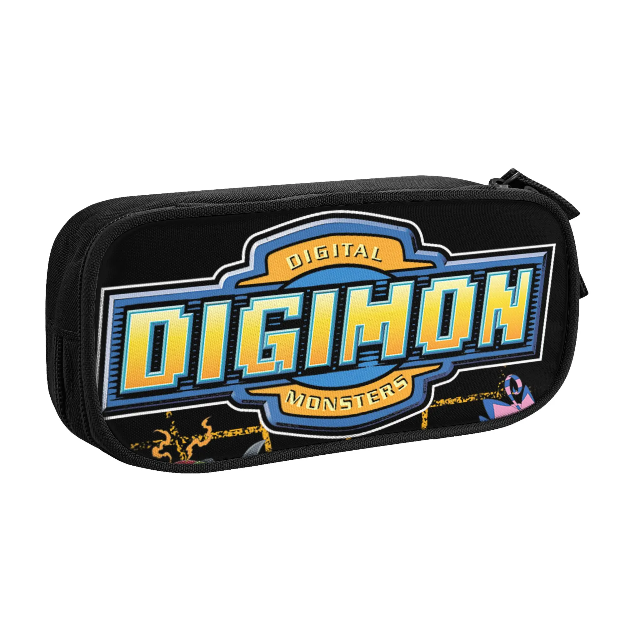 Large Capacity Bags for Child Cartoon Digimon Character Grid with Kanji and Logo Digital Monsters  Handheld Study Bag