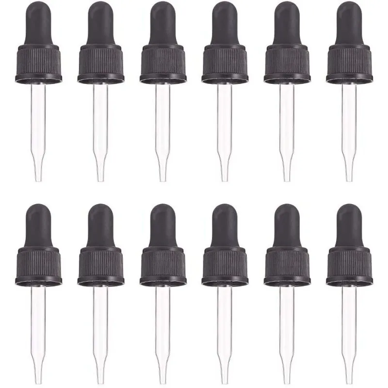 12 pezzi Set di 12 contagocce in vetro per olio essenziale 15ml (1/2 once) coperchio rotante a pressione contagocce per olio pipette top a rulli