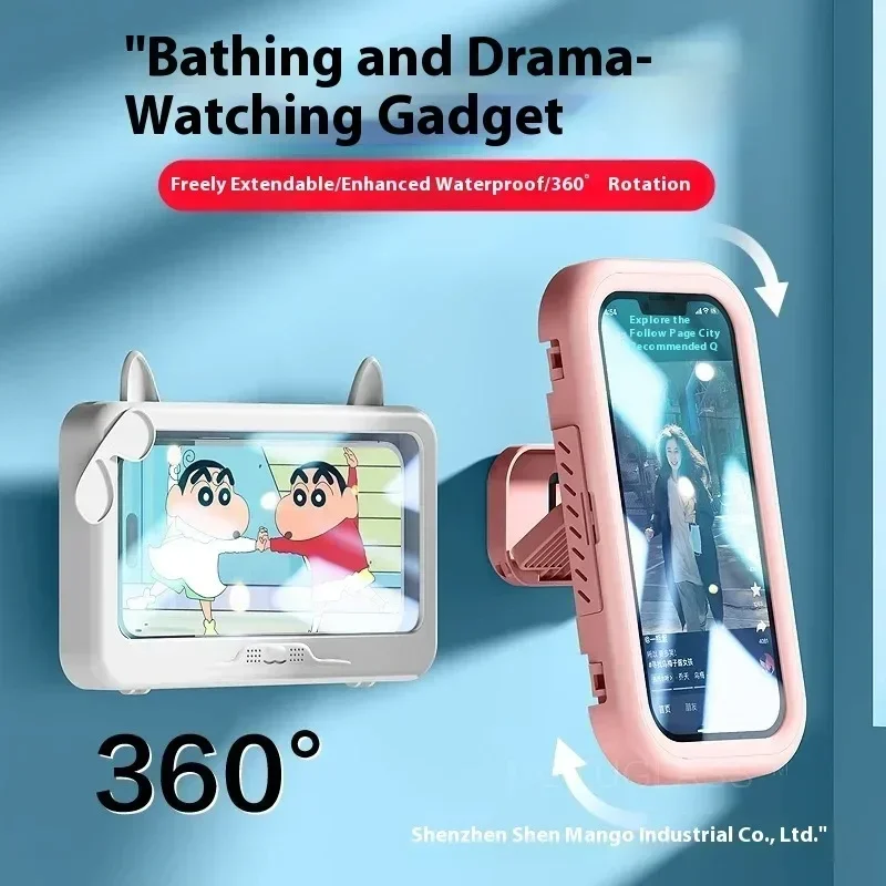 Shower and Kitchen Waterproof Phone Stand – 360° Rotating Wall Mount for Easy Hands-Free Viewing