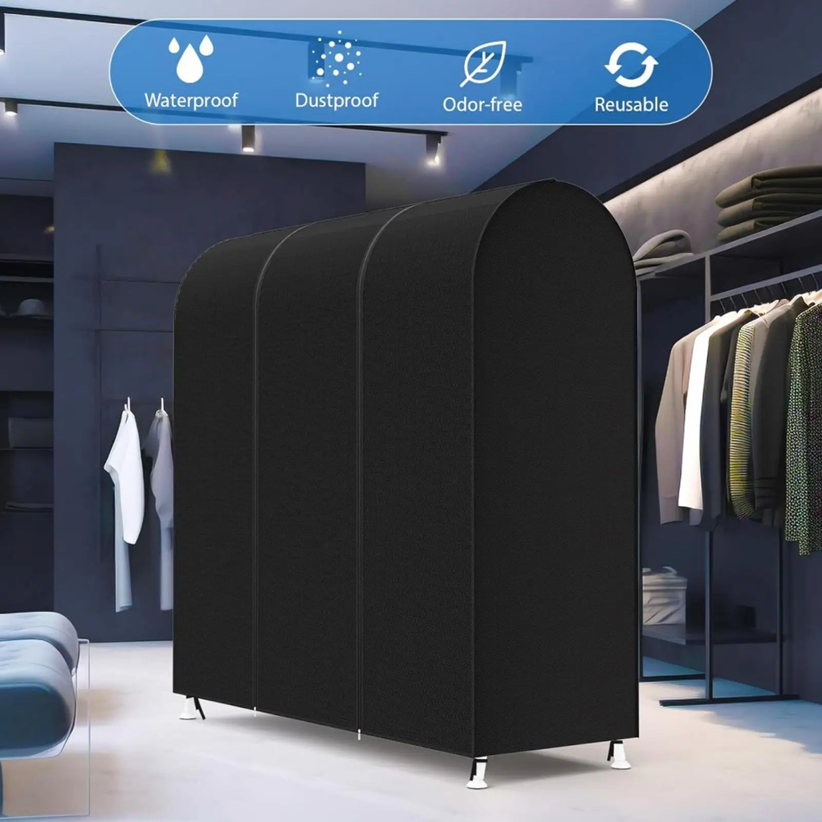 Closet Cover Oxford Smooth Zipper Storage Clothes Rack Cover With Zipper For Suit Coat Costume Jacket Home Bedroom Wardrobe