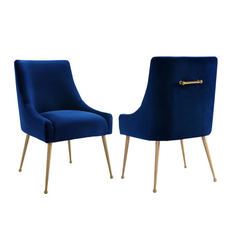 

Wholesale upholstery modern style blue tufted metal leg velvet fabric navy modern dining chairs