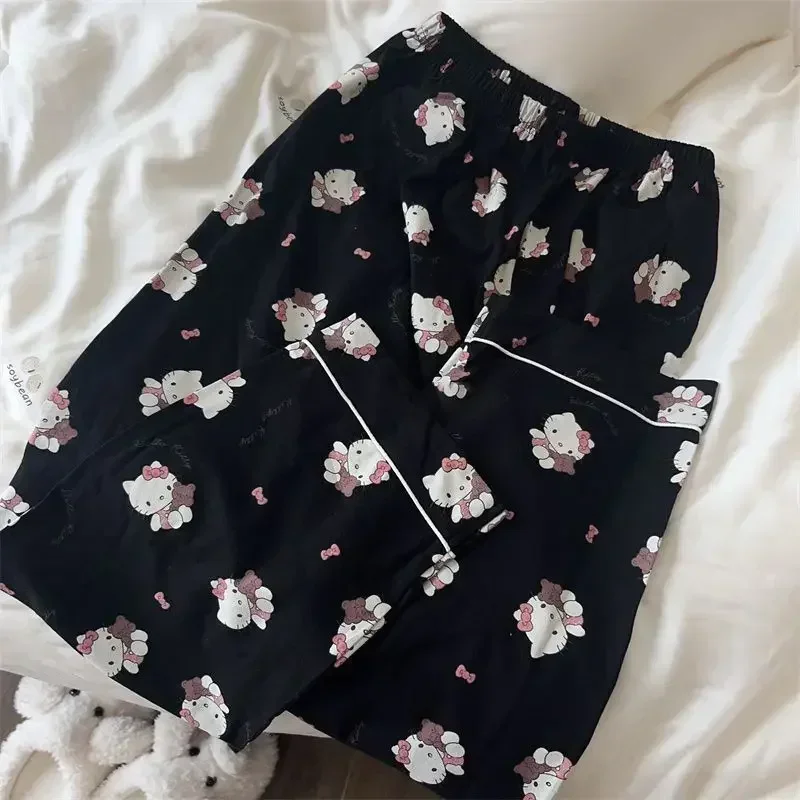 Sanrio Hello Kitty Pyjama Mannen Kuromi Paar Pyjama Herfst Winter Cartoon Animatie Mannen Vrouwen Lange Mouwen Warme Huiskleding Pak