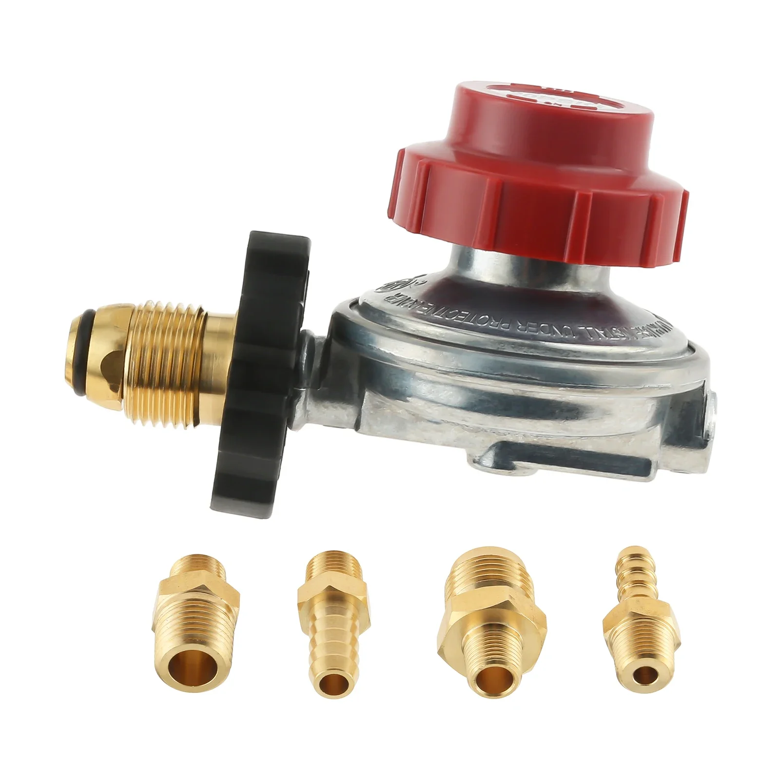 1kit 0-20PSI POL Alta Pressão Ajustável Propano Regulador Válvula LP Tanque 5/16 "& 1/4" Mangueira Barb Conectar 1/4 "NPT & 3/8" Flare Masculino