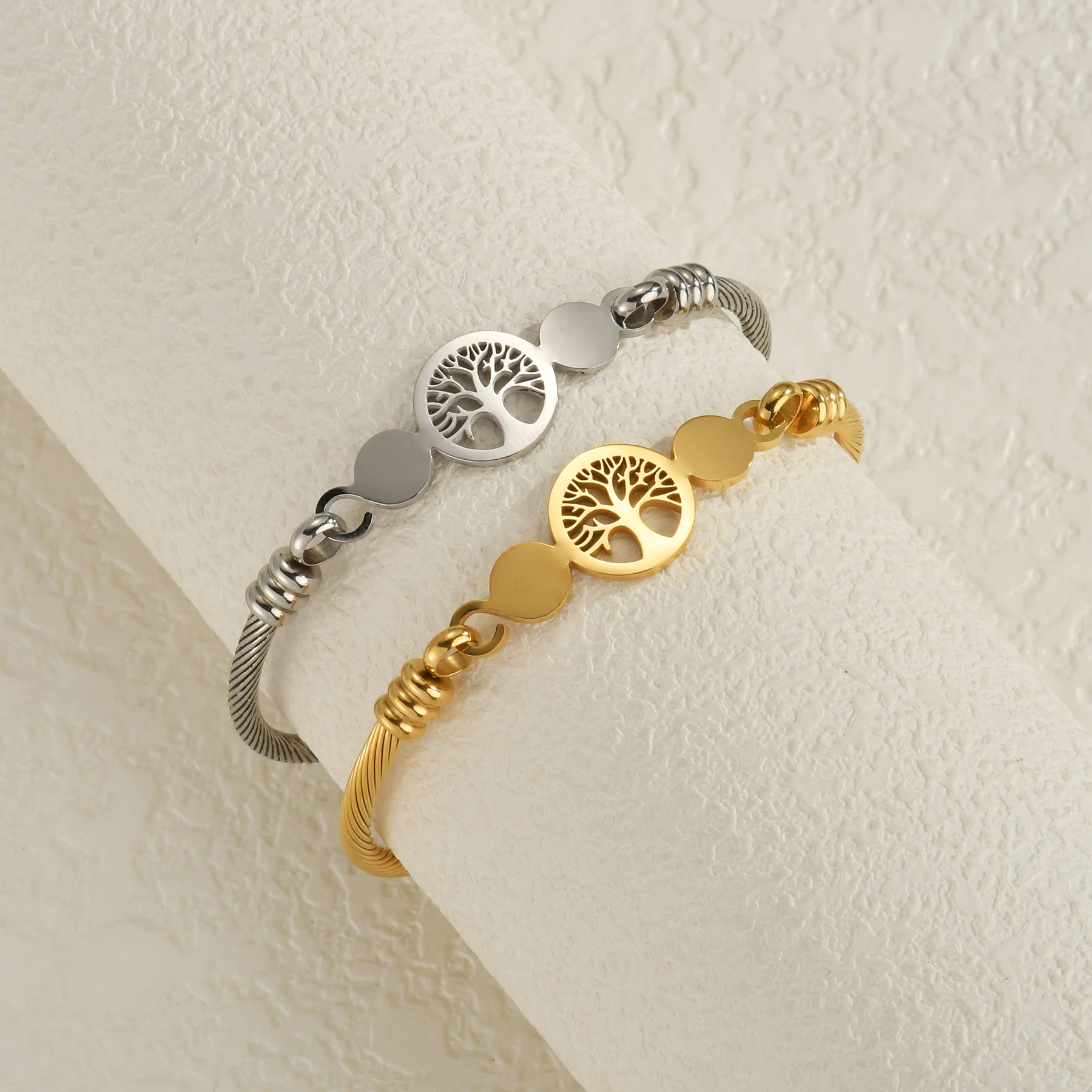 Kissmoon Fashion High Quality Tree Of Life Heart Jesus Stainless Steel Bracelets for Women Party Brithday Festival Jewelry Gifts