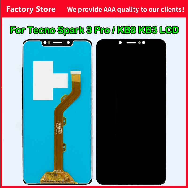 

6.2" LCD Screen For Tecno Spark 3 Pro LCD Display Touch Digitizer Assembly For Tecno KB8 KB3 Full LCD Screen Replacement