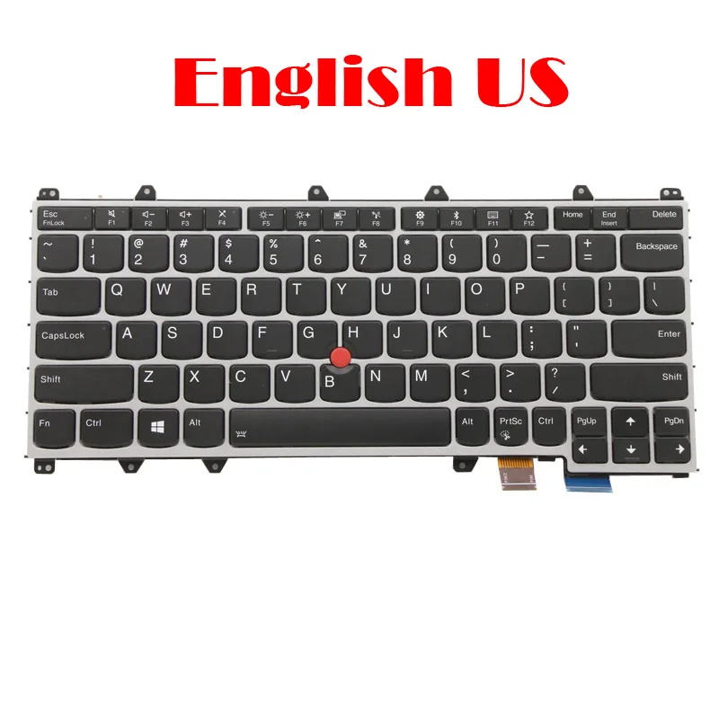 

Keyboard For Lenovo For ThinkPad X380 Yoga English US 01HW655 SN20P38757 01HX100 SN20P38796 With Silver Frame Backlit New