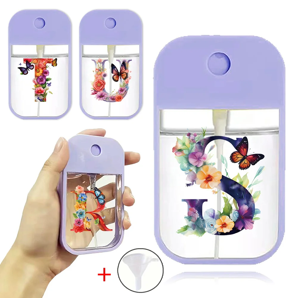 

Refillable Perfume Bottle With Funnel Alcohol Disinfectant Split Bottle Portable Leakproof For Outdoors Butterfly Letter Pattern