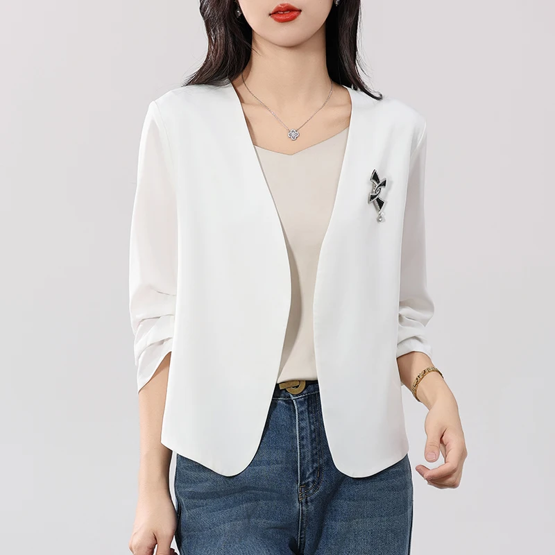 Fashionable Short-Sleeved Blazer With Three-Quarter Sleeves New Stylish Casual Suit Spring-Summer Trendy Versatile Jacket