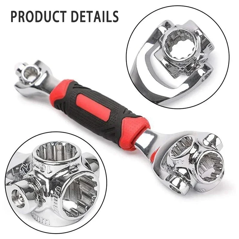 360 Degree Rotation Hand Tools Ratchet Spline Bolts Sleeve Universal Socket Works Multipurpose Tiger 48 in 1 Wrench Tools