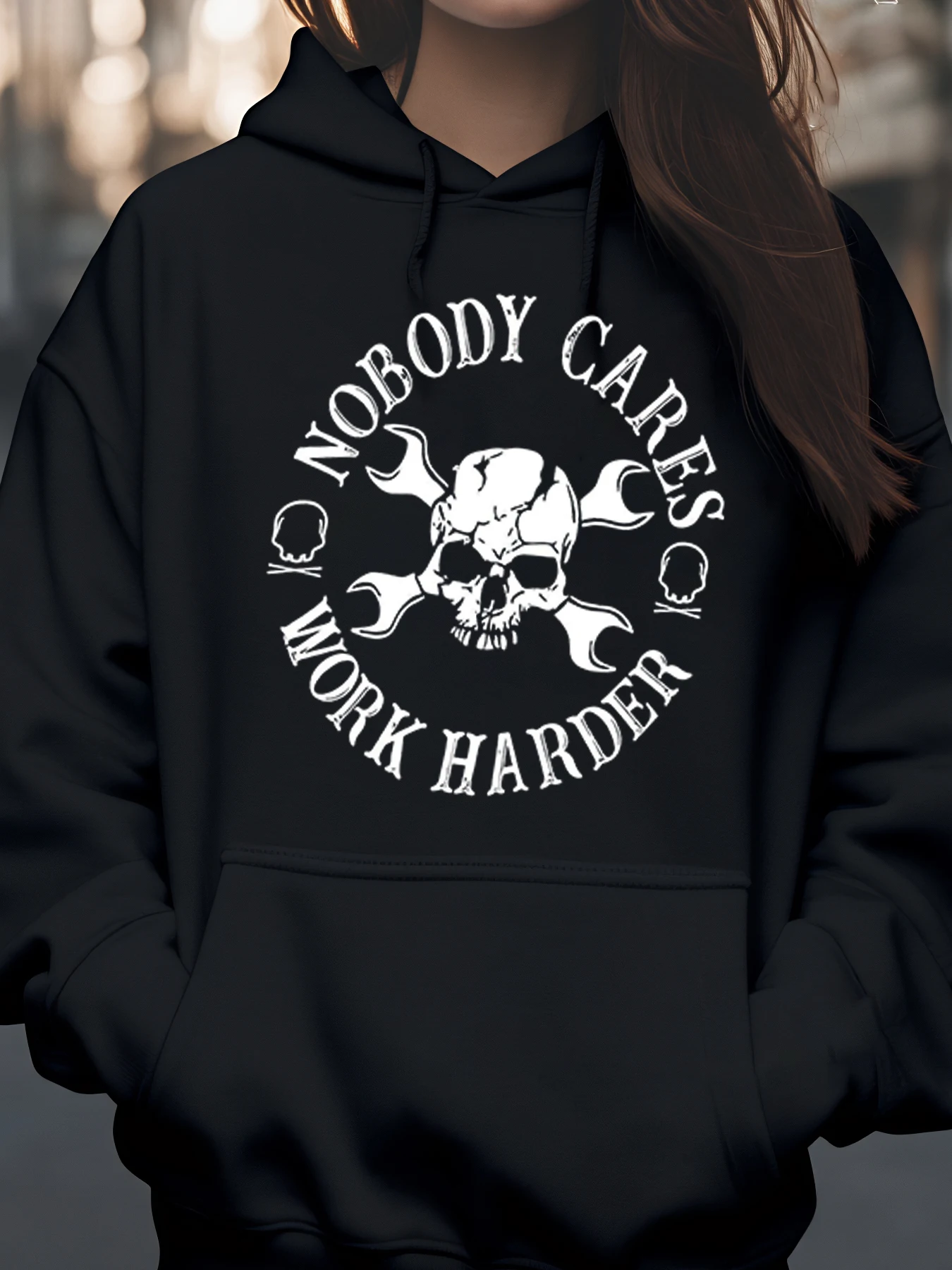 

Толстовка с капюшоном с принтом черепа и гаечных ключей, повседневная одежда на Хэллоуин для мужчин и женщин