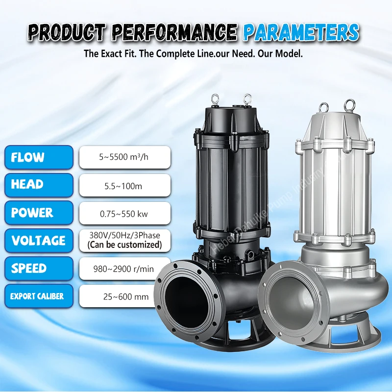 In Stock Energy Saving Unobstructed 5.5kw 7.5hp-15hp Stainless Steel Submersible Sewage Dirty Water Pump With Cutter
