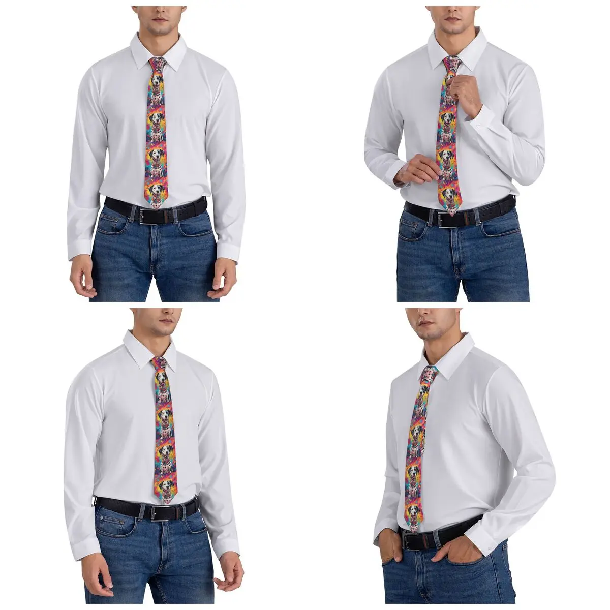 Psychedelische Dalmatiner-Krawatte für Herren, Seide, Polyester, schmale Krawatten, Party-Accessoires, Krawatte, lässige Gravatas