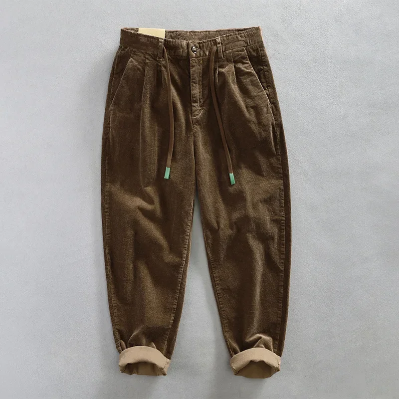 2023 Spring Autumn New Men's Trousers Korean Style Casual Corduroy Pants Solid Color Trendy Fashion Forward Delivery