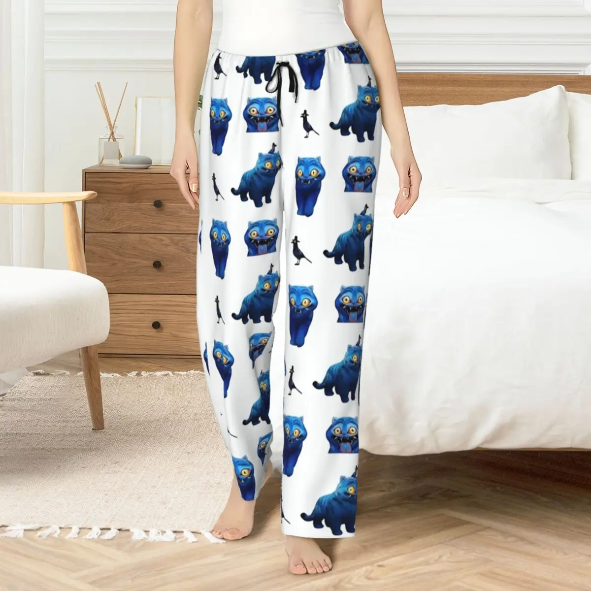 

Pajamas For Women Blue Tiger And Demon Bird K-POP DEMON HUNTERS Night Pajama Pants with Pockets Sleeping Pants Loose Home Pants