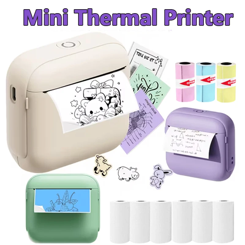 X6 Mini Thermal Printer Wireless Bluetooth Portable Printer With Paper 58mm For Photo Notes Sticker Label Printing Machine Noink