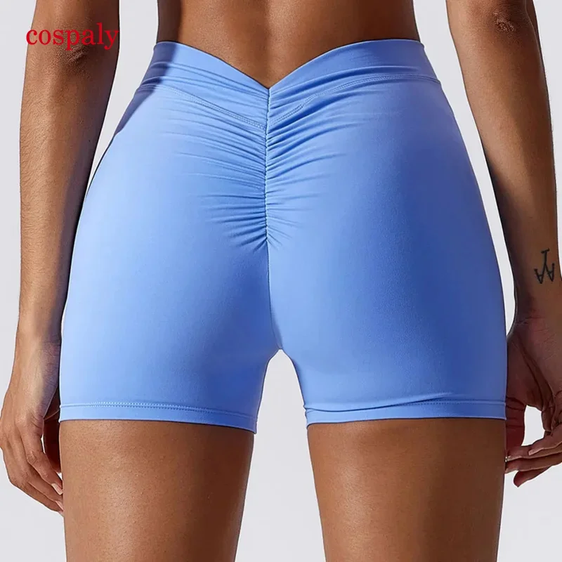 V Back Yoga Shorts For Women Workout Gym Push Up Shorts Scrunch Butt Sport Short Fitness Tights Cycling Shorts Activewear