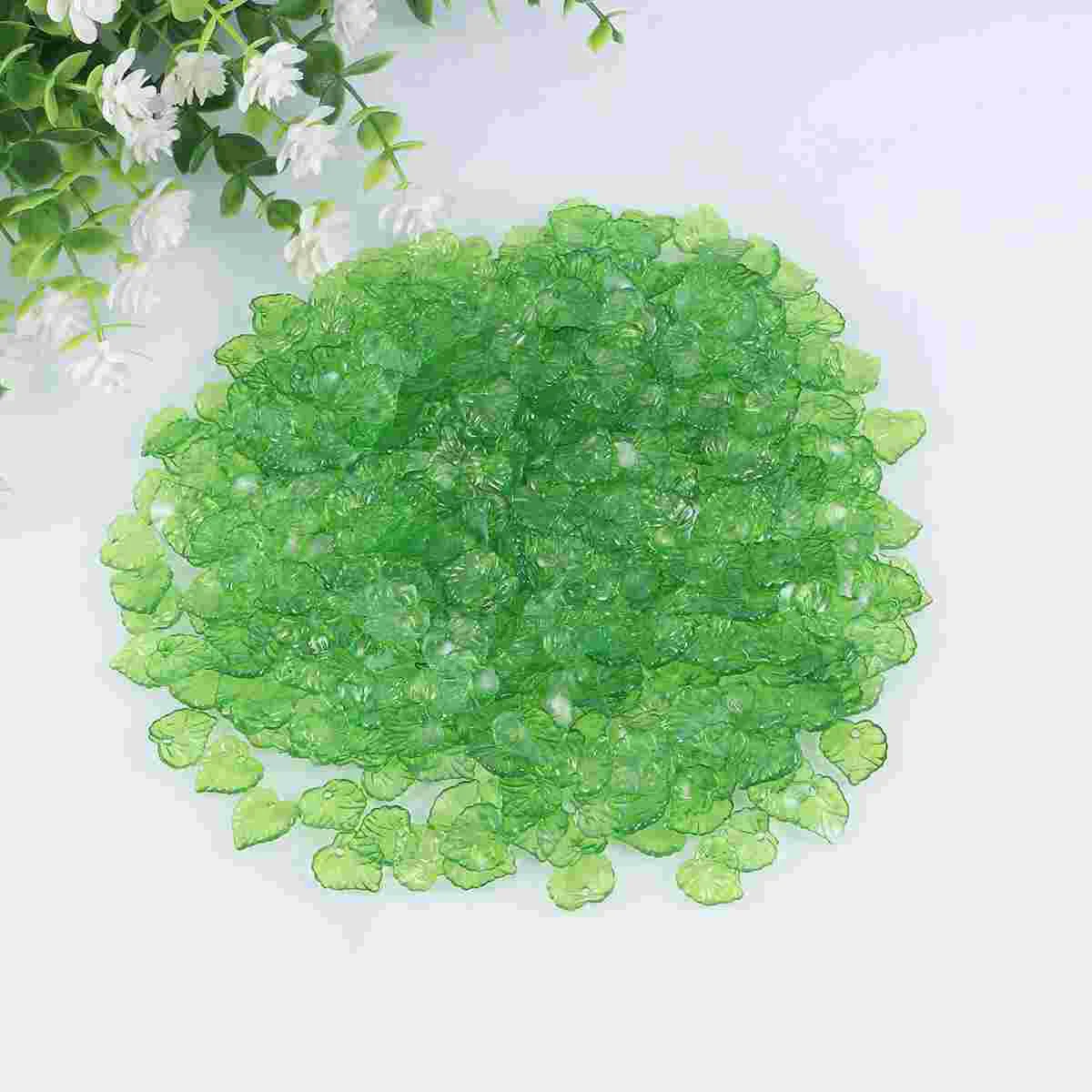 1 Pack 200 G Transparent Acrylic Leaves Beads 16MM Hanging Hole Leaves Simulation Green Leaves DIY Jewelry Accessories for Brace