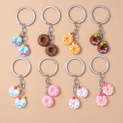 Cute Colorful Food Donut Keychain for Car Key Holder Women Men Handbag Pendant Keyrings Accessories DIY Jewelry Gifts