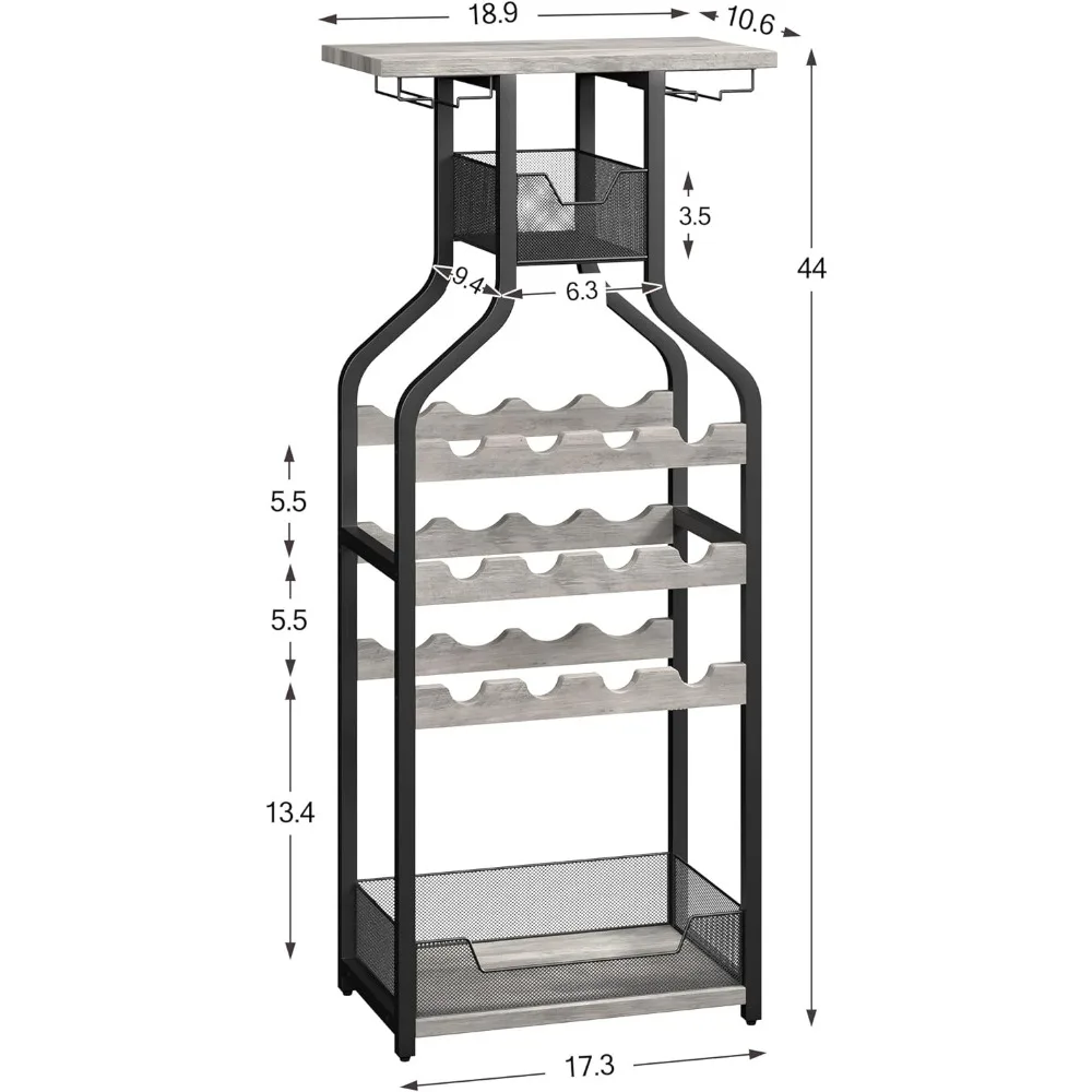 Imagem -05 - Autoportante Piso Cremalheira do Vinho Porta-garrafas de Vinho Stands para Piso Cinza Bar Stand Vinho Armazenamento Organizador Display Rack Tabela