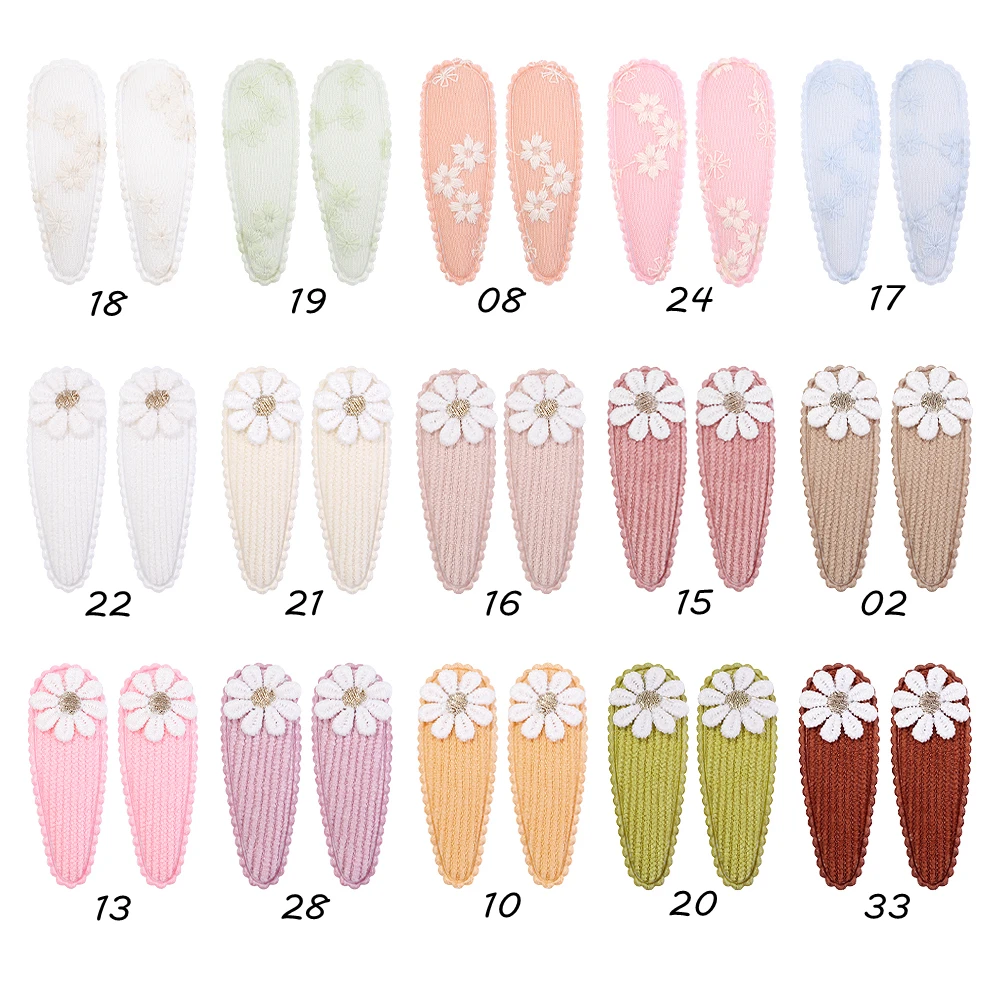 6Pcs Lovely Hair Clip Flower Embroidery BB Hairpins Sweet Handmade Printing Barrettes Bangs Clip Headwear Baby Hair Accessories