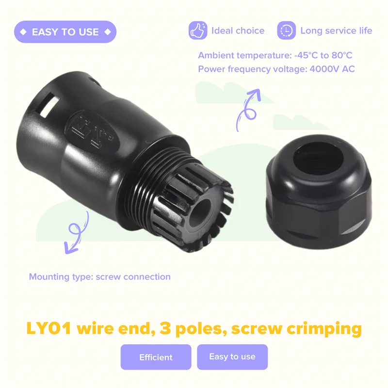 Solar PV Connector Plug Waterproof IP68 4000V 40A For Solar PV System Panel Parallel Protection Kit LY01-Female-X64A
