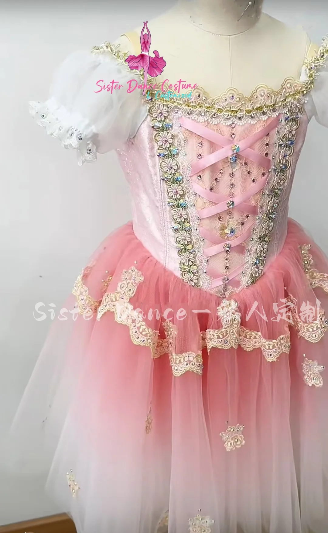 2024 New Clara pink tutu professional private custom children's women's stage performance competition dress