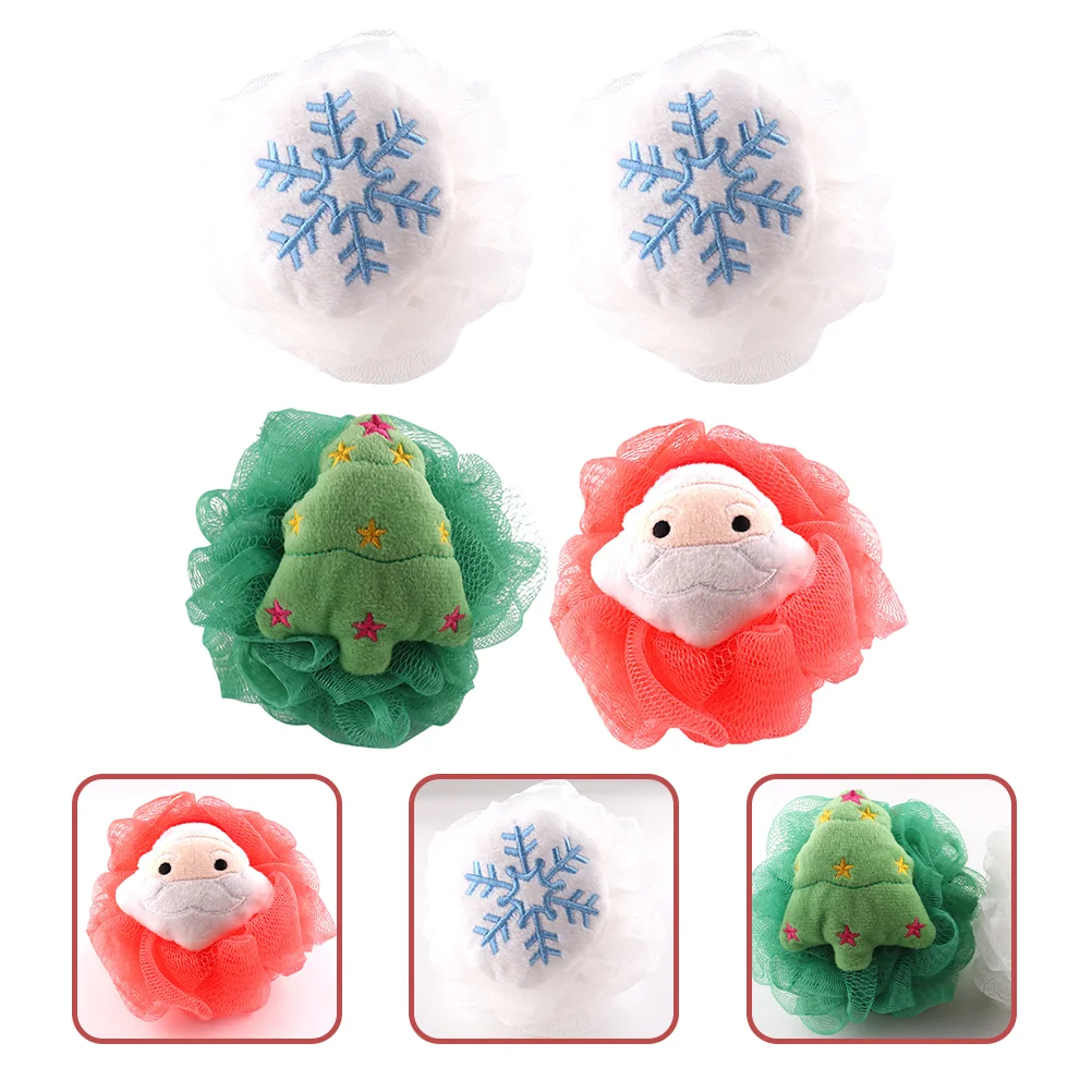 

4 Pcs Bath Ball Flower Balls Flowers Body Loofah Skin Cleaning Scrubber Household Loofahs Shower Exfoliating Bathing Pe Sponge